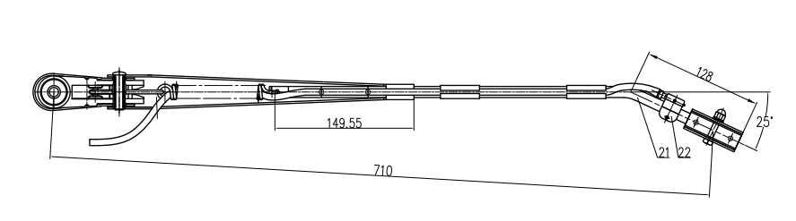 GBZX19 710mm Middle-sized left wiper arm（25°）