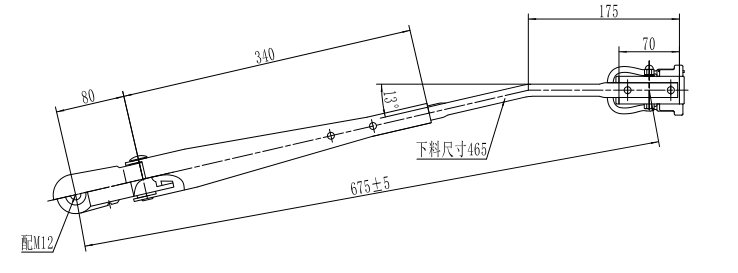 GBXA02 Xian 675mm Single round tube right wiper arm (13 degrees)