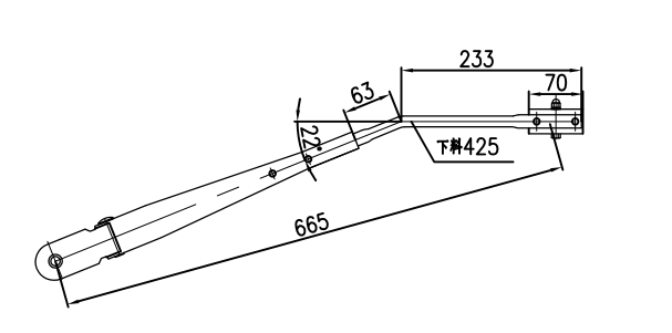 GBXM108 Zhengzhou 665mm Single round tube V-shaped right wiper arm (22 degrees)