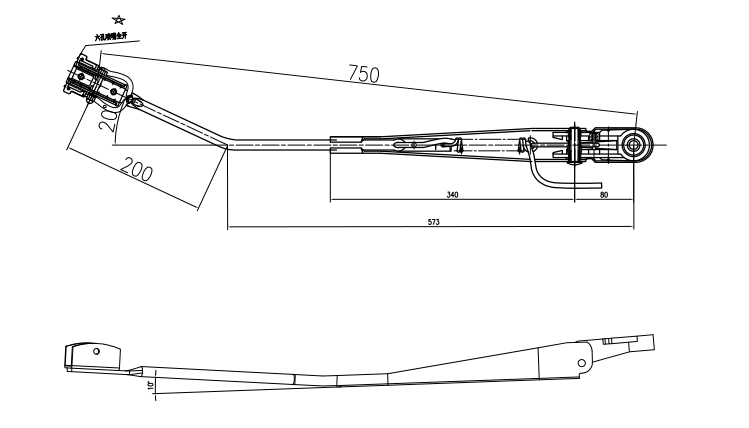 GBRA750 OP-D20-S 750mm美國(guó)單圓管刮臂（20°）
