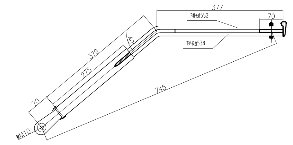  GBFJK11 仿進(jìn)口雙圓管倒置右刮臂(40度、小孔)