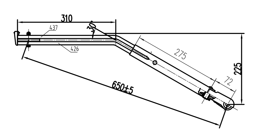 GBSX01 Shaoxing GJ650mm Double round tube left wiper arm（30 degrees）