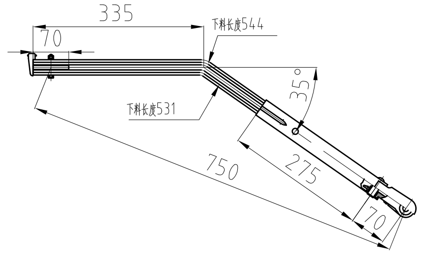 GBXM89 Xiamen Jinlong 750mm Double round tube wiper arm (35 degrees)