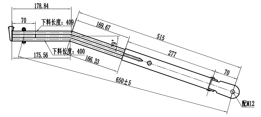 GBYD04 India 650mm Double round tube left wiper arm（19°）
