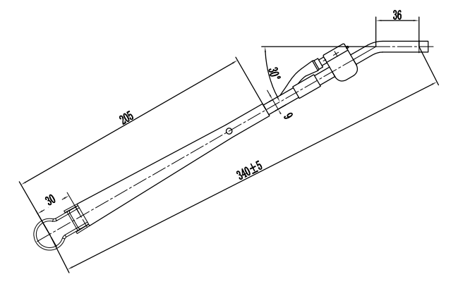 GBXX118 340mm Sall size right wiper arm（30°）hook type