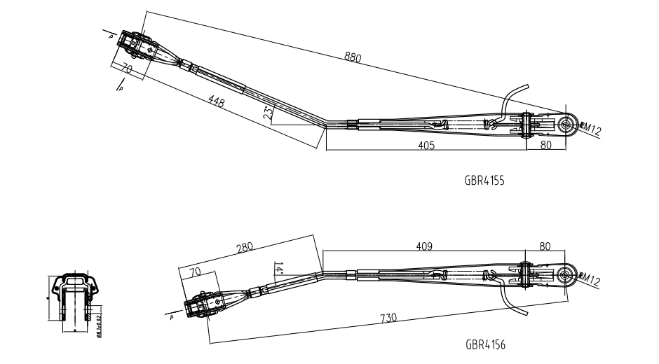 GBR4155（左）、GBR4156（右）R14-單扁桿刮臂
