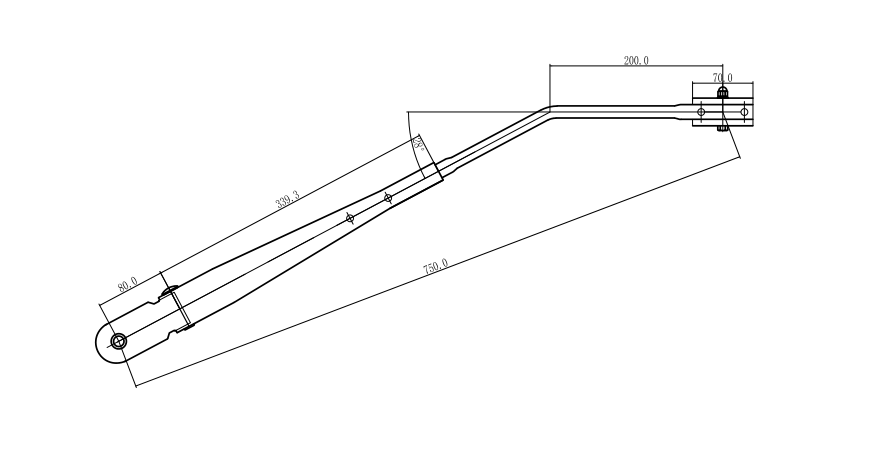 GBHF02 Hefei 750mm Single Round Tube Right Wiper Arm （28 degrees）
