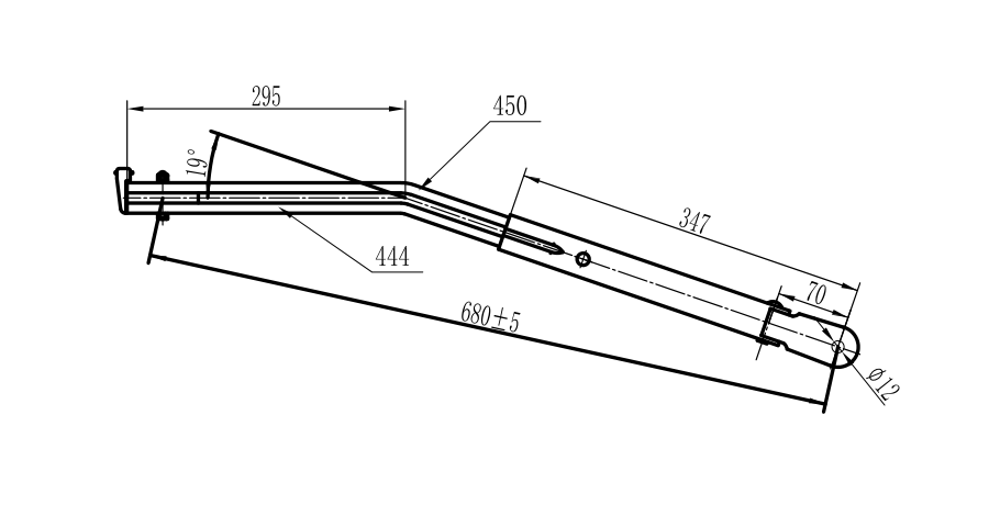GBSX09 Shaoxing GJ680mm Double round tube left wiper arm（19 degrees）