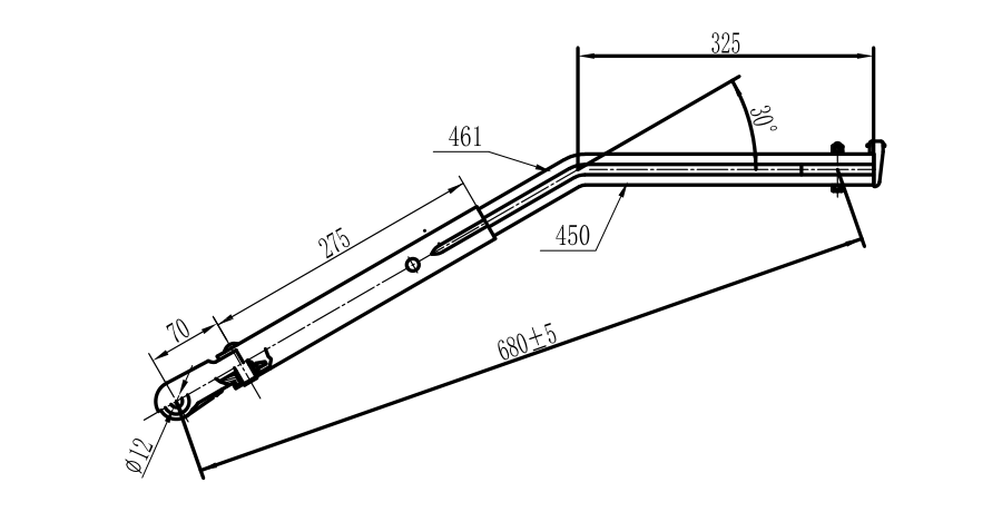 GBSX10 Shaoxing GJ680mm Double round tube right wiper arm (30 degrees)