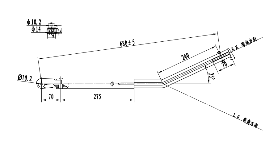 GBRA680-25RH（LH） 680mm雙圓管刮臂(25°)