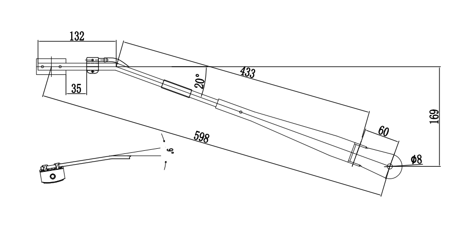 GBXX43A 600mm Sall size wiper arm（Left 16°）